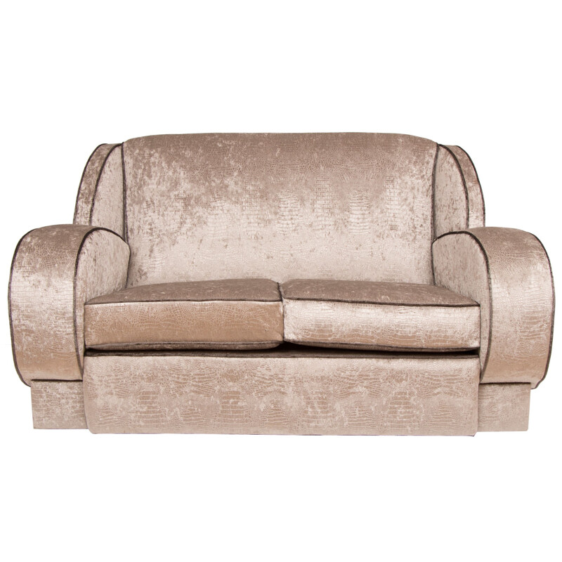 Vintage lounge set in silver fabric with 1 sofa and 2 armchairs