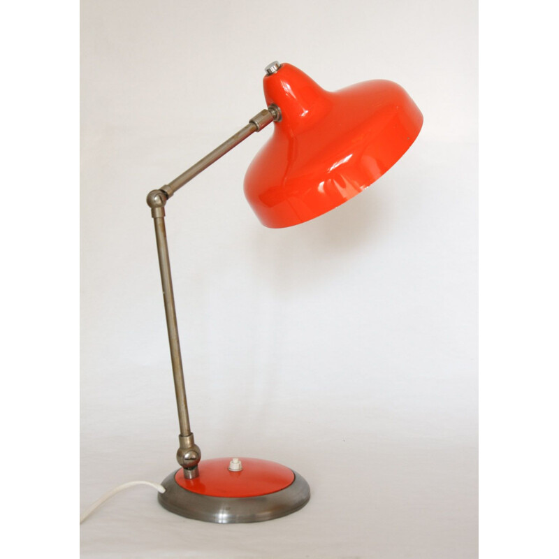 Vintage pair of red table lamps, 1960s