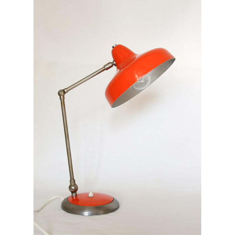 Vintage pair of red table lamps, 1960s