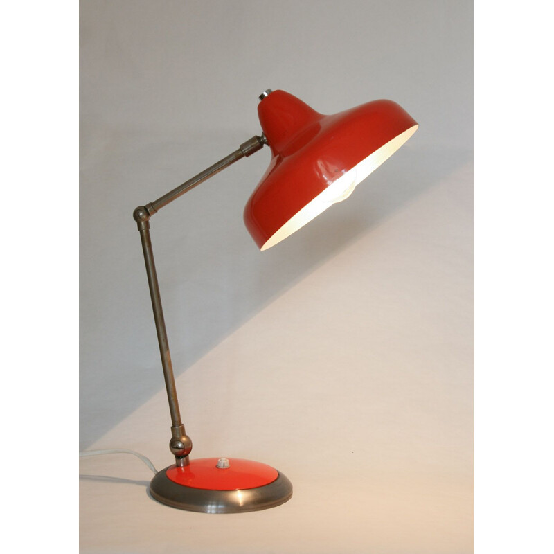 Vintage pair of red table lamps, 1960s