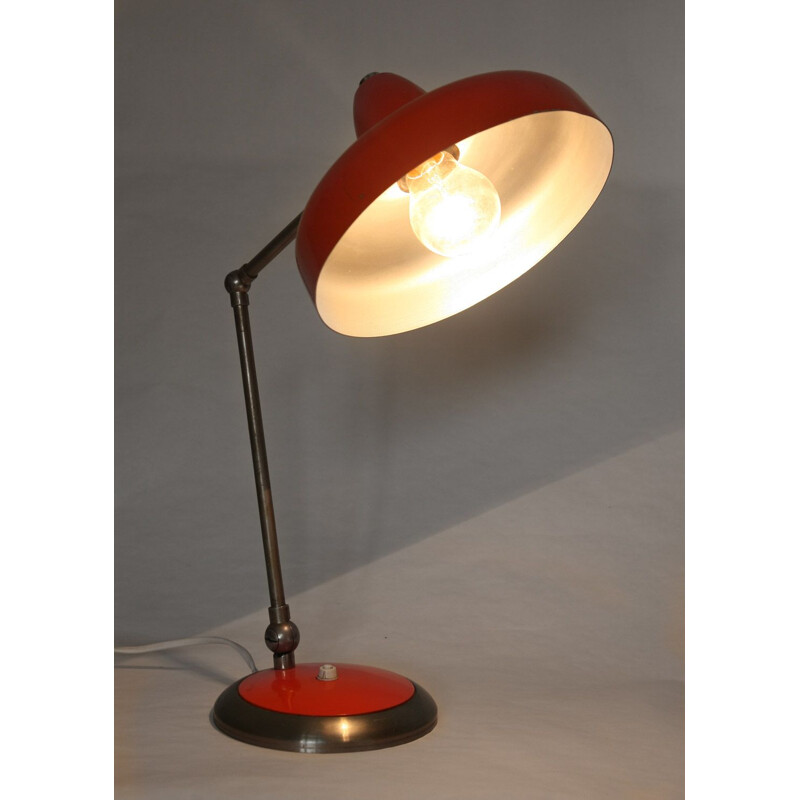 Vintage pair of red table lamps, 1960s
