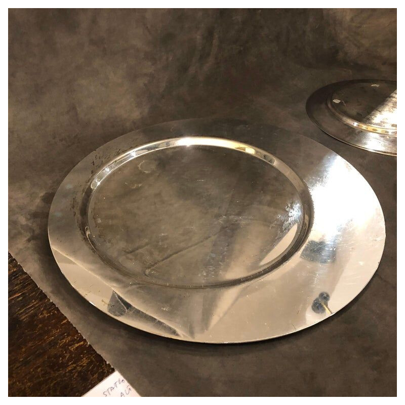 Vintage Set of Three Silver Plated Plates by Gio Ponti for Cleto Munari, 1970