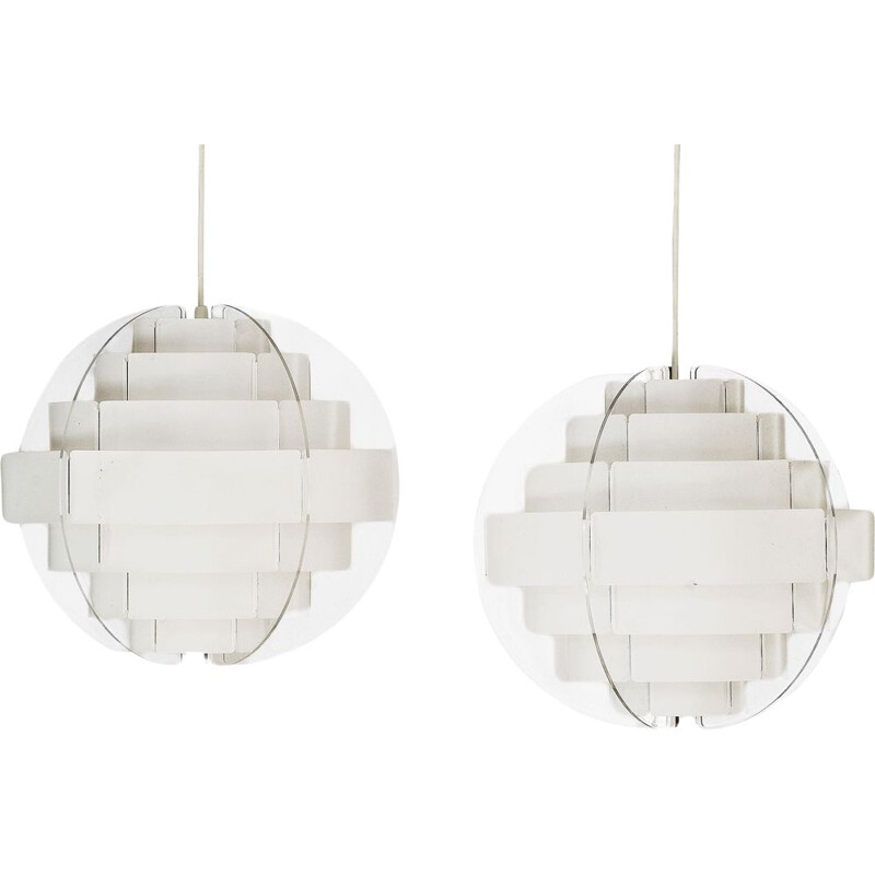 Pair of pendant lights "Strips" by Brylle & Jacobsen for Quality System, Denmark 1980s