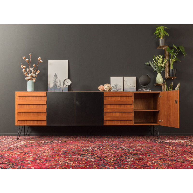 Vintage sideboard in wood an black formica, Germany 1960