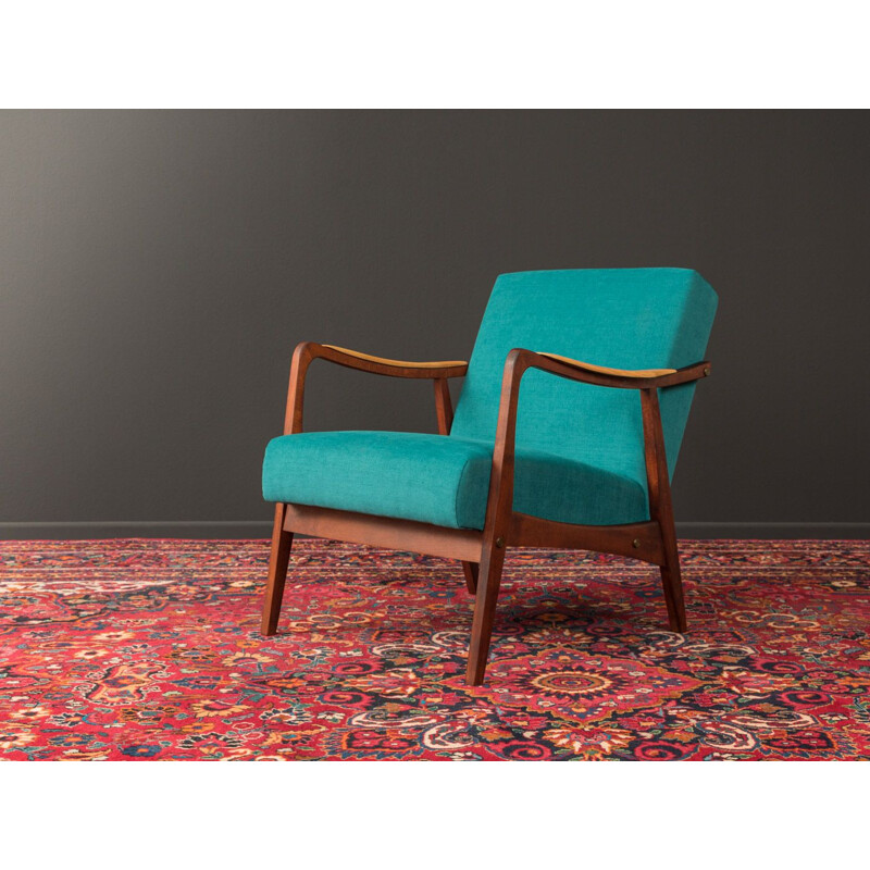 Vintage blue Armchair in ash wood, 1950s