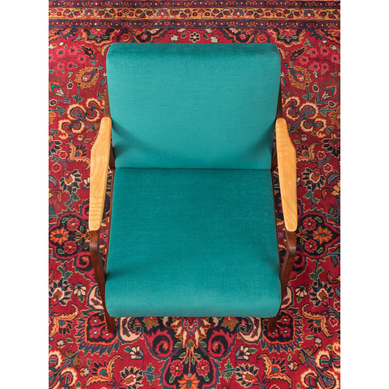 Fauteuil vintage bleu en frêne, 1950