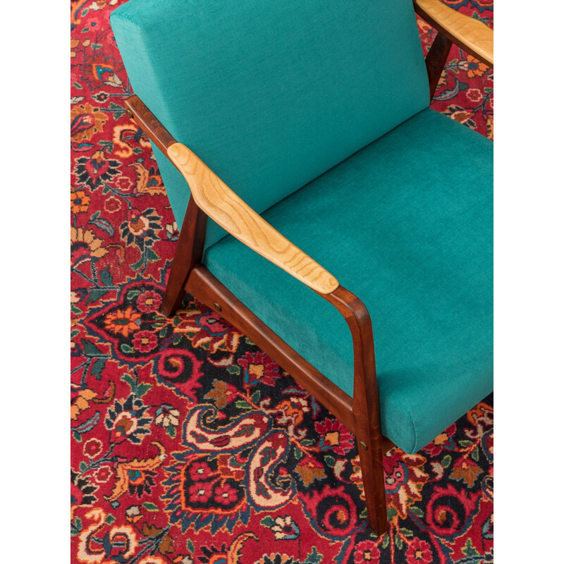 Vintage blue Armchair in ash wood, 1950s