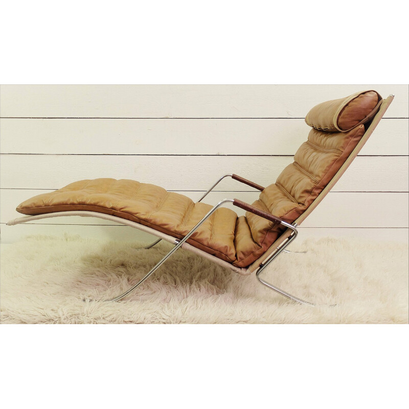 Kill "FK 87" deck chair in leather and steel, Preben FABRICIUS & Jørgen KASTHOLM - 1960s