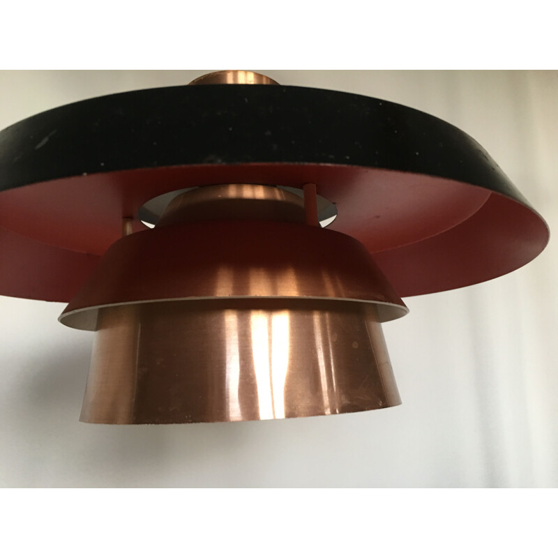 Vintage Scandinavian black lacquered metal pendant light, Denmark, 1970