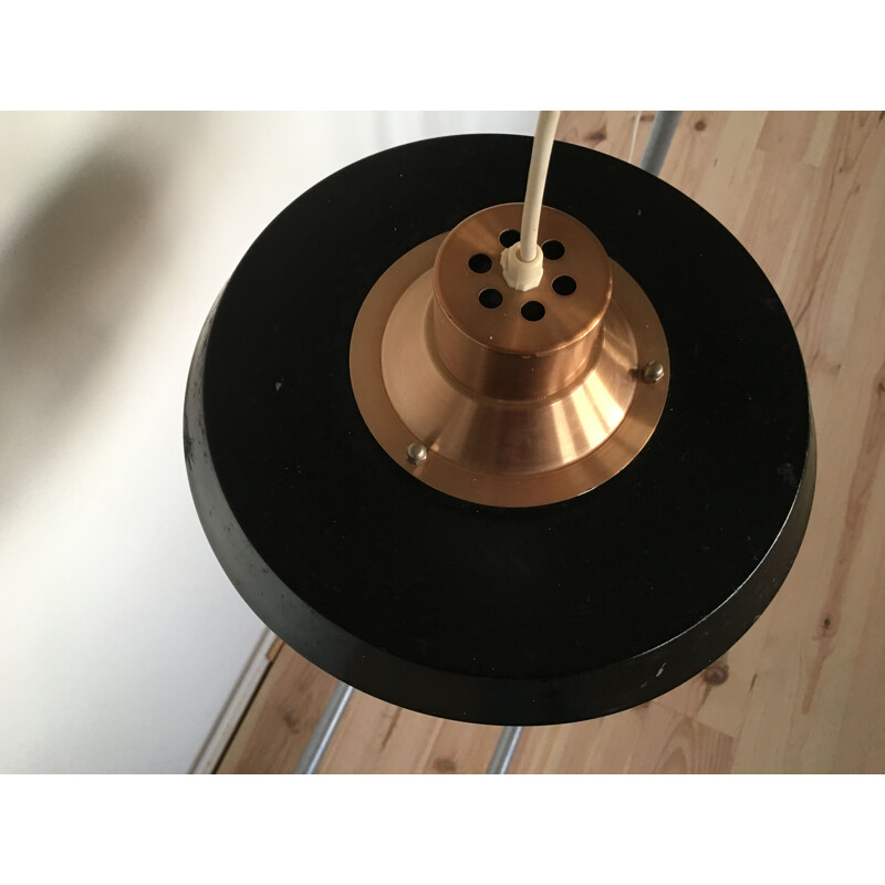 Vintage Scandinavian black lacquered metal pendant light, Denmark, 1970