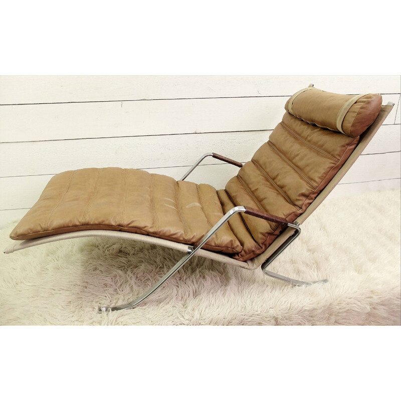 Kill "FK 87" deck chair in leather and steel, Preben FABRICIUS & Jørgen KASTHOLM - 1960s