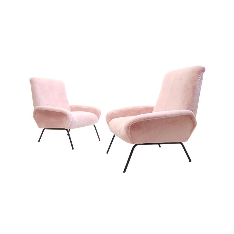 Pair of vintage pink italian armchairs