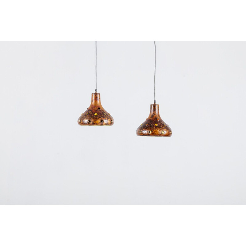 Vintage pair of Brutalist Pendant Lamps by Nanny Still 
