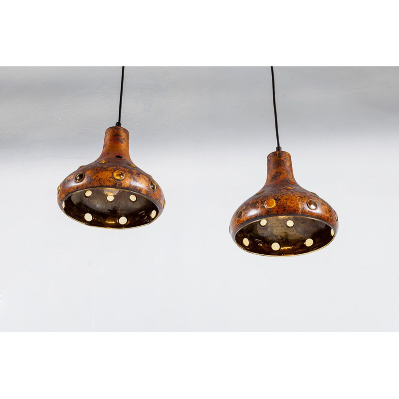 Vintage pair of Brutalist Pendant Lamps by Nanny Still 