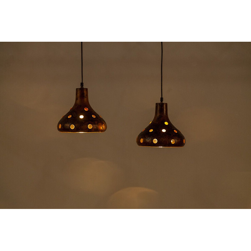 Vintage pair of Brutalist Pendant Lamps by Nanny Still 