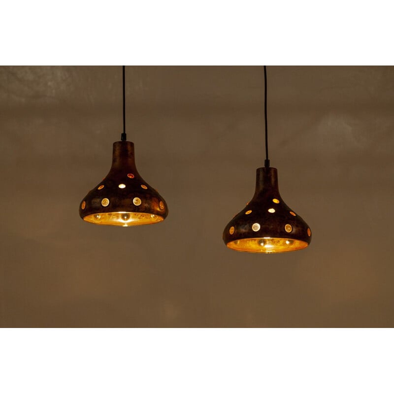 Vintage pair of Brutalist Pendant Lamps by Nanny Still 