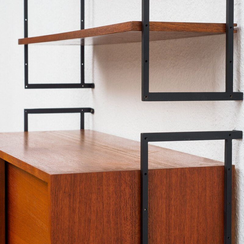 Vintage Modular wall shelving unit in teak 1960s 