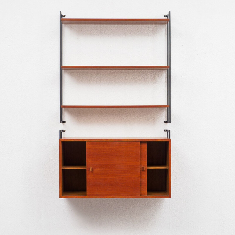 Vintage Modular wall shelving unit in teak 1960s 