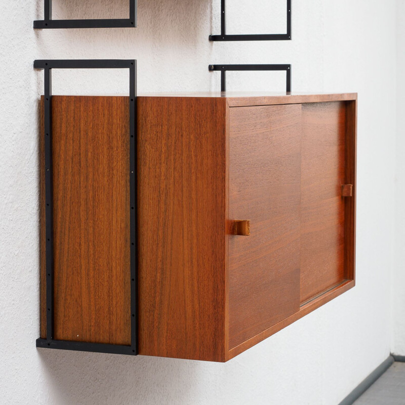 Vintage Modular wall shelving unit in teak 1960s 