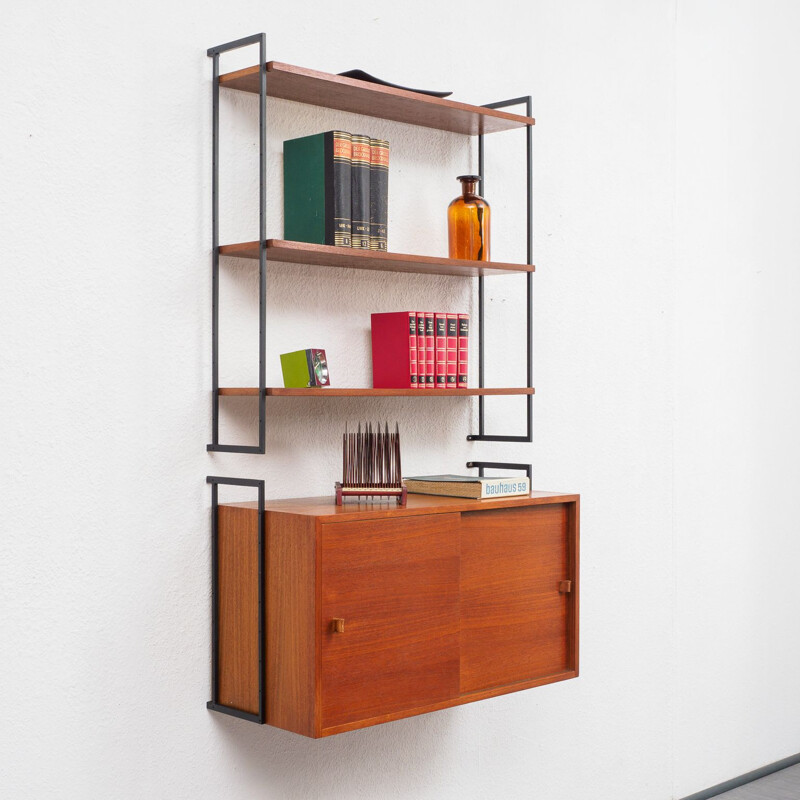 Vintage Modular wall shelving unit in teak 1960s 