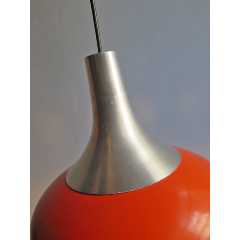 Vintage pendant light in metal orange, 1970s