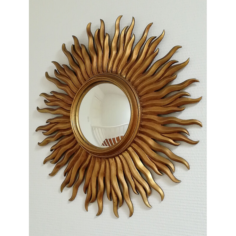 Vintage golden sun mirror, 1960