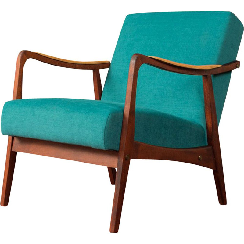 Vintage blue Armchair in ash wood, 1950s