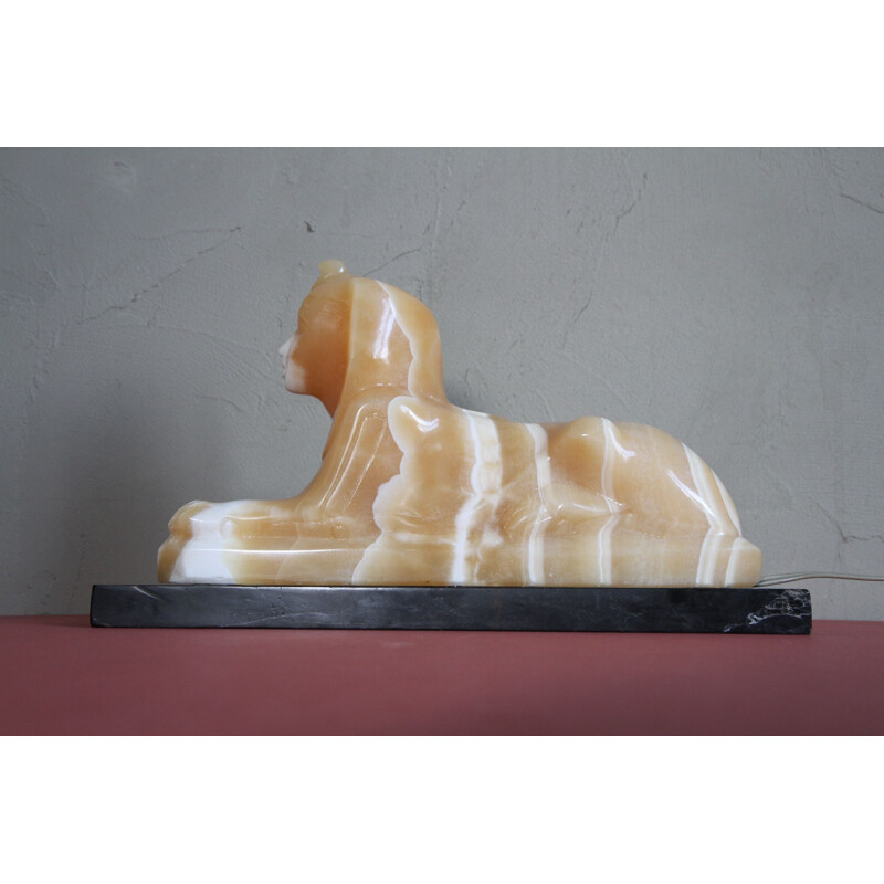 Vintage Sphynx lamp in alabaster and marble