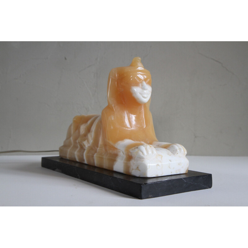 Vintage Sphynx lamp in alabaster and marble