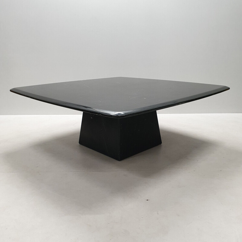 Vintage black marble coffee table with a pyramidal base, 1980s