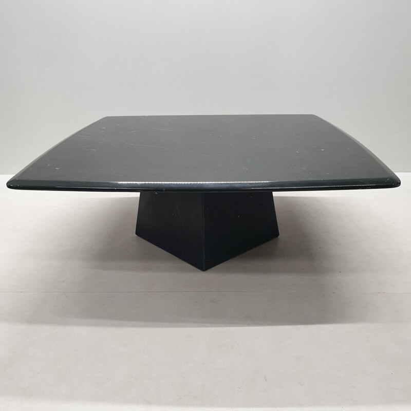 Vintage black marble coffee table with a pyramidal base, 1980s