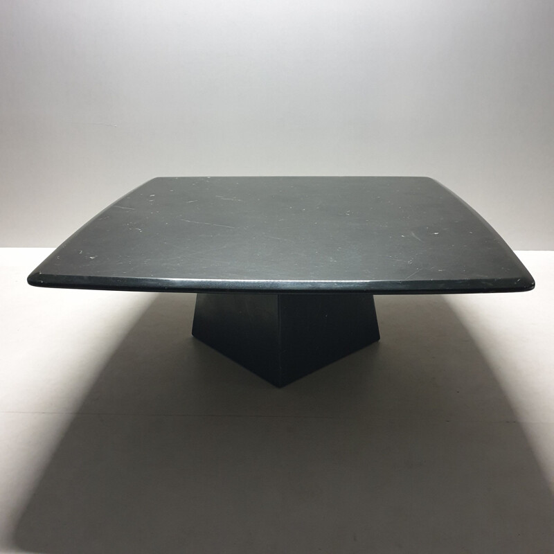 Vintage black marble coffee table with a pyramidal base, 1980s
