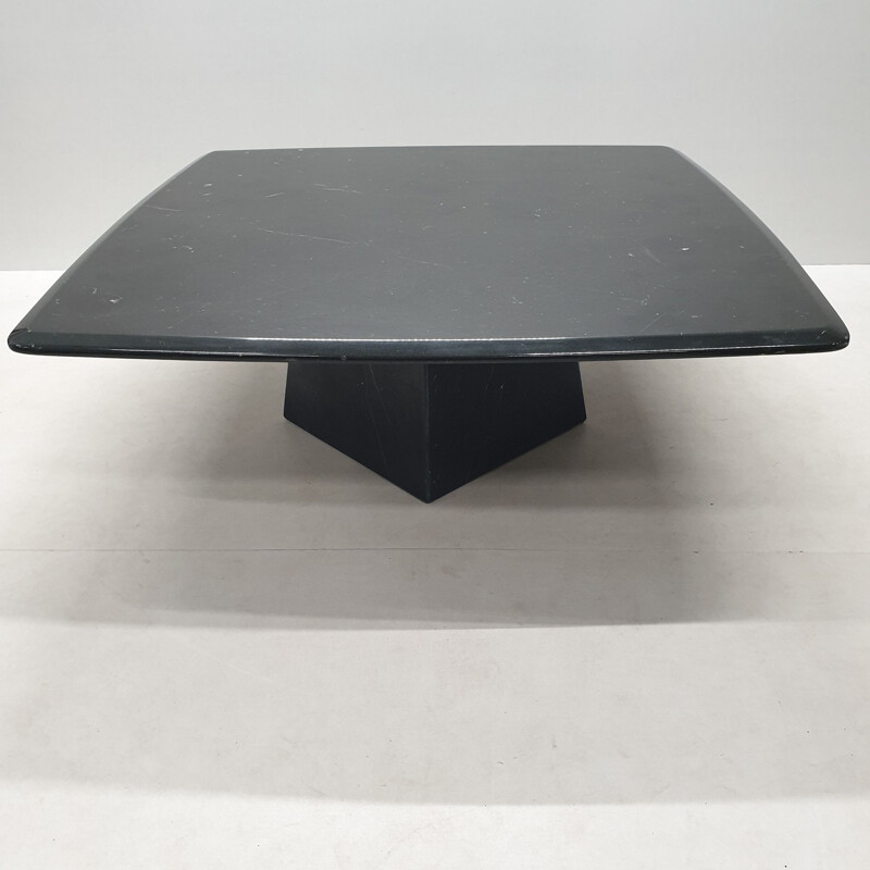 Vintage black marble coffee table with a pyramidal base, 1980s