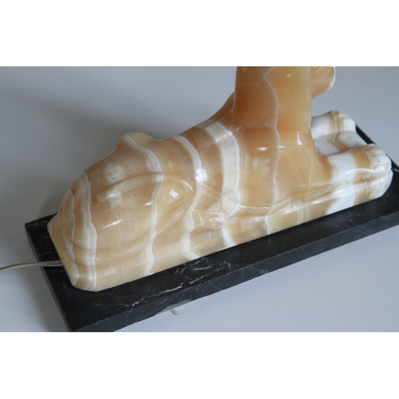 Vintage Sphynx lamp in alabaster and marble