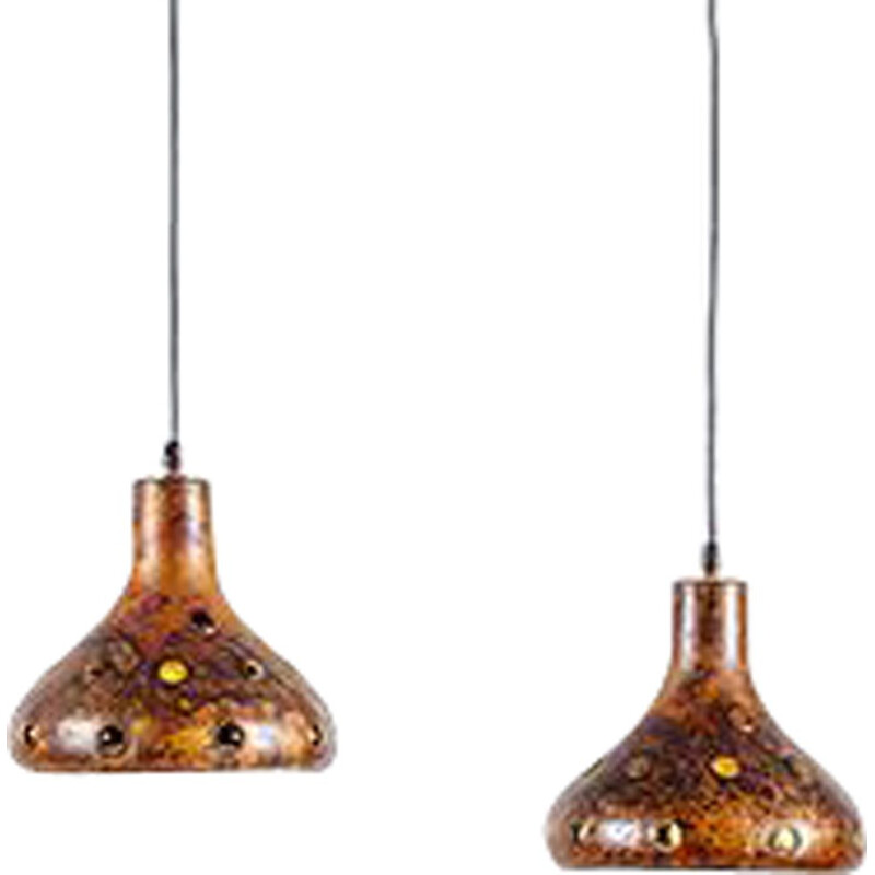 Vintage pair of Brutalist Pendant Lamps by Nanny Still 