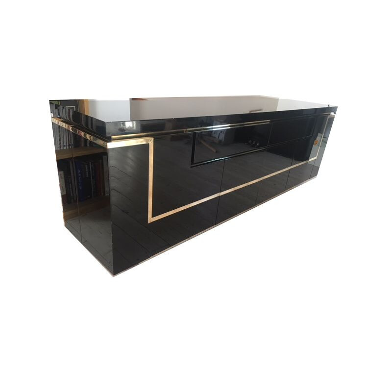 Vintage sideboard in black by Jean-Claude Mahey