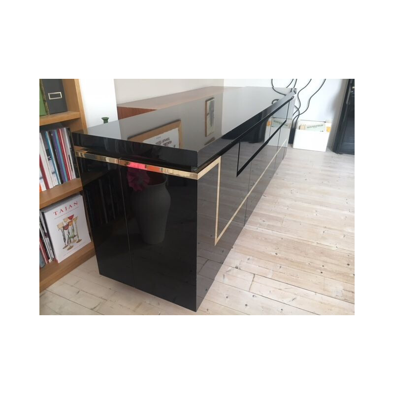 Vintage sideboard in black by Jean-Claude Mahey