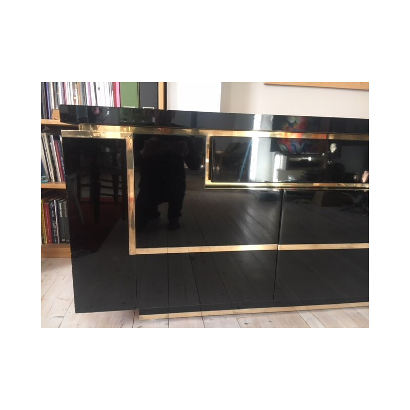 Vintage sideboard in black by Jean-Claude Mahey