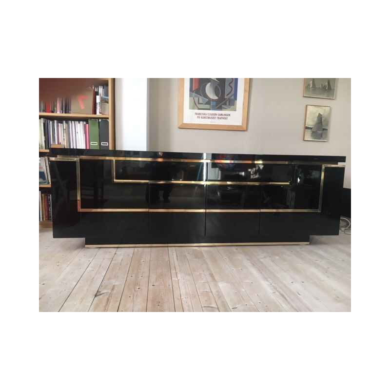 Vintage sideboard in black by Jean-Claude Mahey