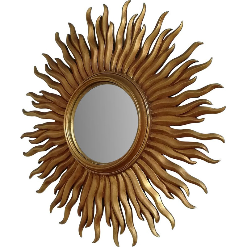 Vintage golden sun mirror, 1960