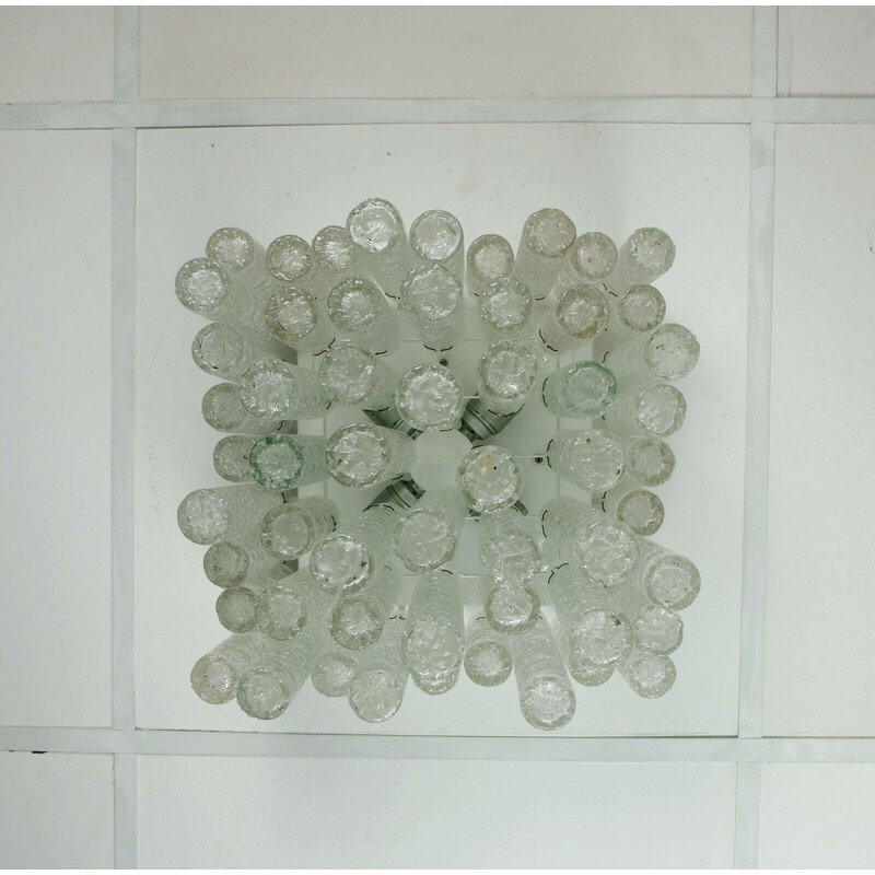 Glass vintage pendant light by Doria-Leuchten with 56 tubes, 1960s
