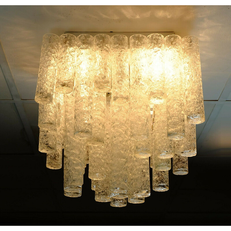 Glass vintage pendant light by Doria-Leuchten with 56 tubes, 1960s