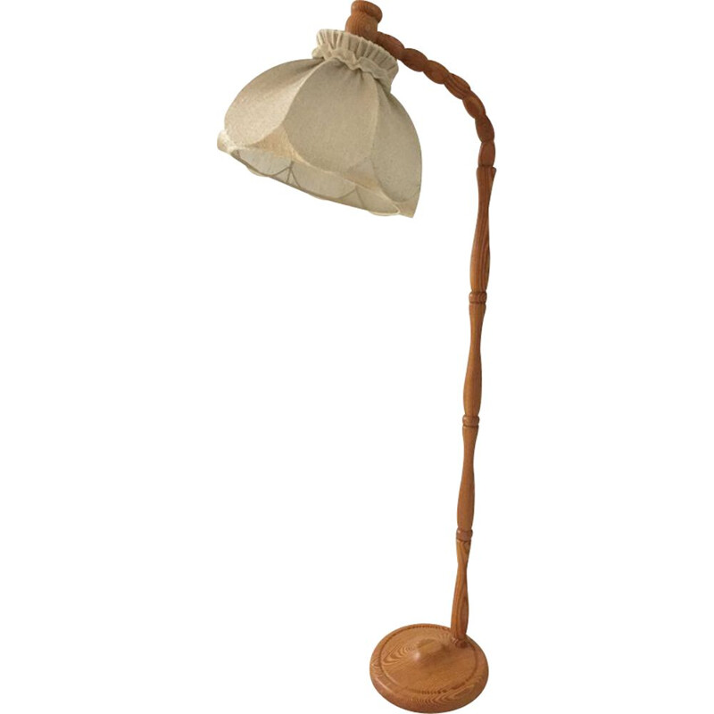 Vintage scandinavian pine floor lamp, 1960