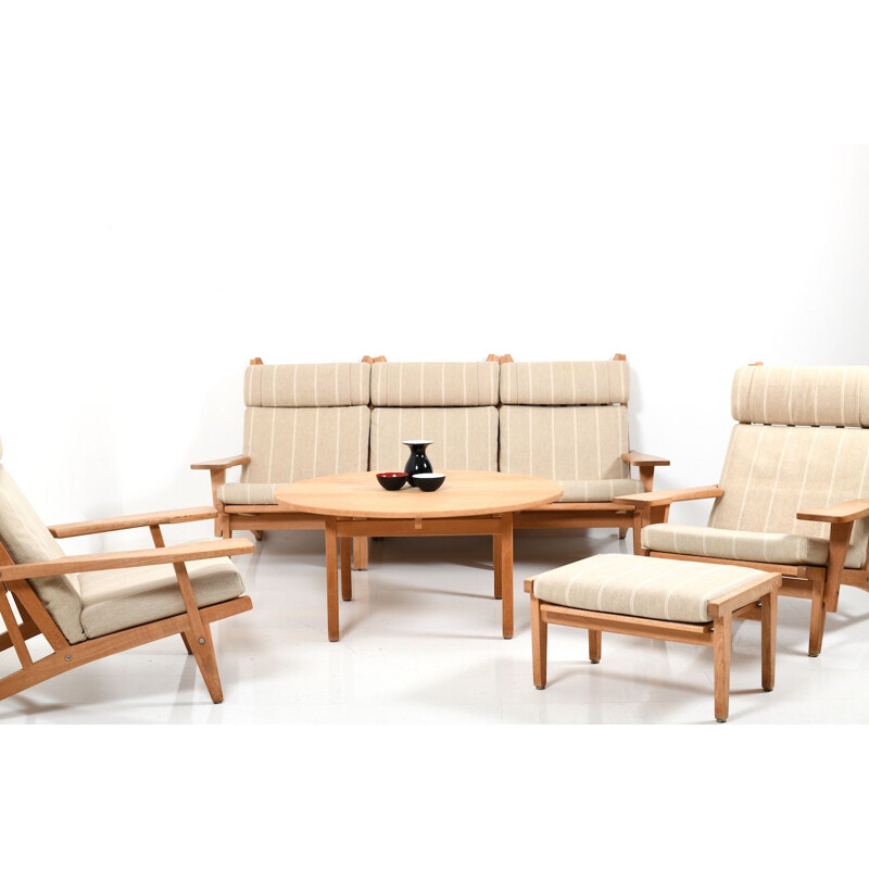 Vintage 3-Seater Sofa GE-375 in Oak by Hans J. Wegne