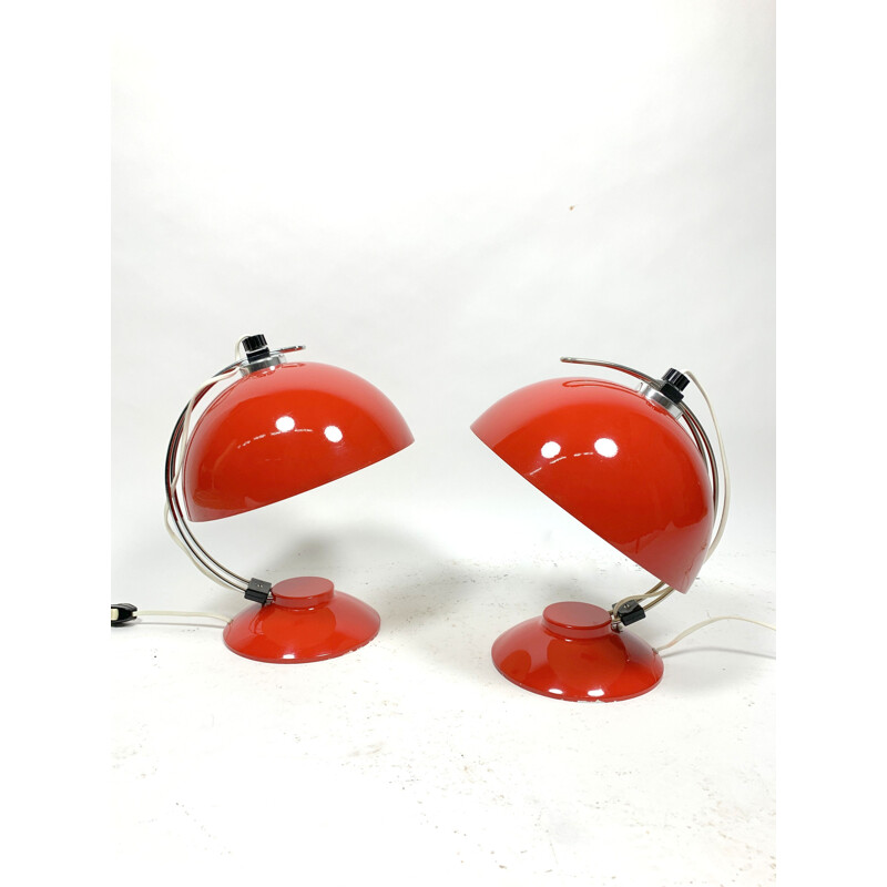 Paire de lampes de table Space Age rouges, 1960