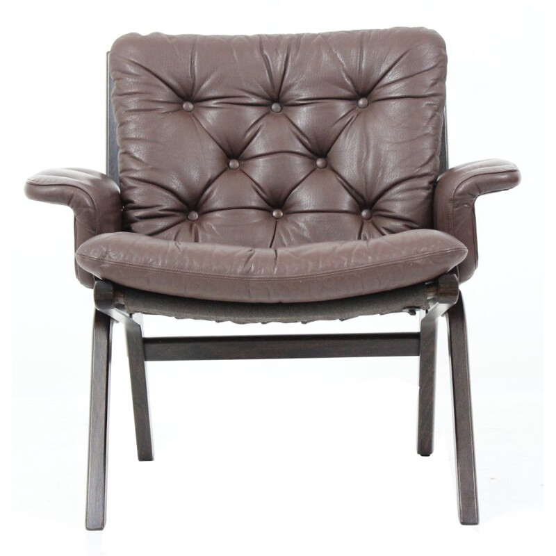 Scandinavian westnofa armchair in leather, Ingmar RELLING - 1960s
