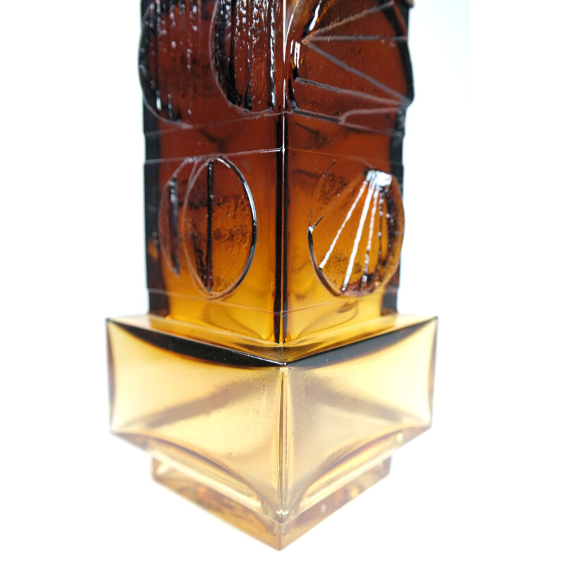 Vintage Brass and Colored Glass Vase by Penti Sarpaneva for Oy Kumela, 1960s