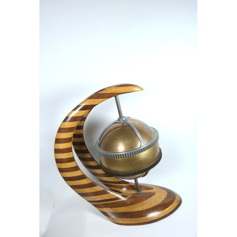 Vintage Bronze and Aluminum Globe on Bentwood Base, 1970s