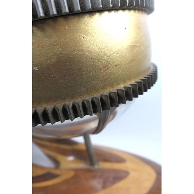 Vintage Bronze and Aluminum Globe on Bentwood Base, 1970s