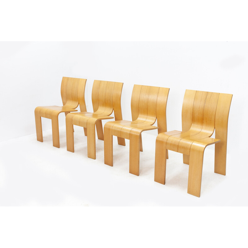 Suite de 4 chaises vintage hollandaises Gijs Bakker Strip pour Castelijn, 1970